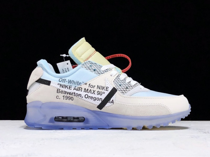 of x nike air max 90 am90 the ten 10 sail muslin virgil abloh - aa7293-100
